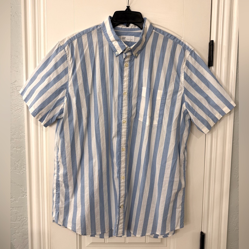Gap Blue and White Striped Shirt